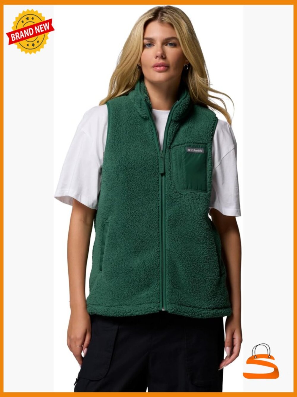 Zip-Up Fleece Vest with Sherpa Lining, Standard Length